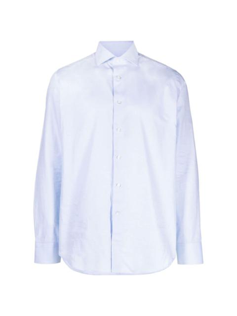 spread-collar long-sleeve cotton shirt