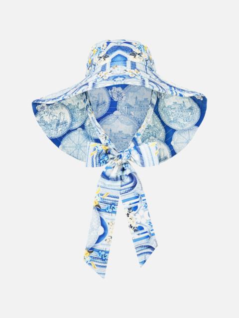 CAMILLA WIDE BRIM BUCKET HAT WITH TIE