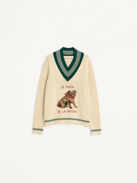 Valentino LE CHIEN DE LA MAISON JACQUARD WOOL SWEATER