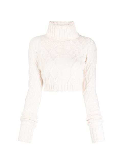 cropped roll-neck wool jumper