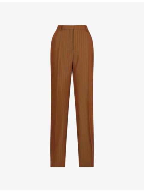 Dries Van Noten Striped Straight-Leg Wool-Blend Trousers