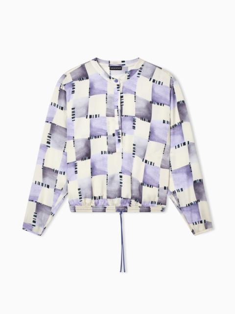 EMPORIO ARMANI CHECK PRINT SATIN BLOUSE