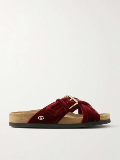 Valentino Buckled velvet slides