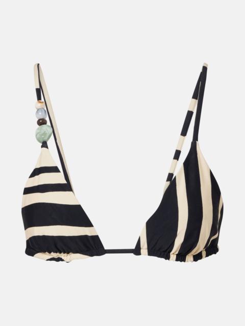 SIR. Embellished striped bikini top