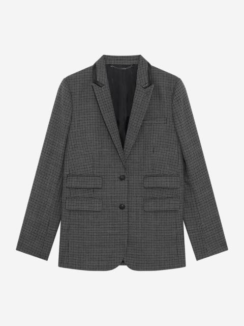 The Kooples TAILORED JACKET IN BLACK AND GREY FLEECE