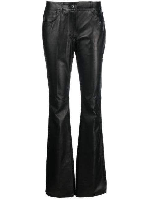 Off-White slim-fit leather flared trousers
