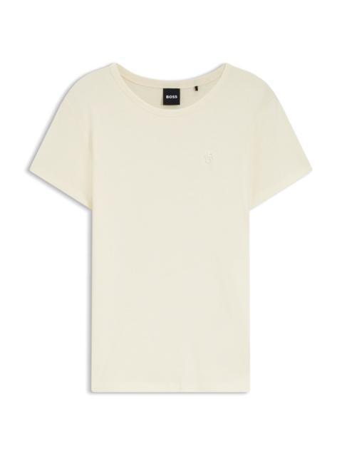 BOSS SLIM-FIT T-SHIRT IN A COTTON-SILK BLEND WITH AN EMBROIDERED LOGO