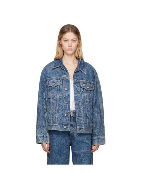 Blue Crinkled Denim Jacket