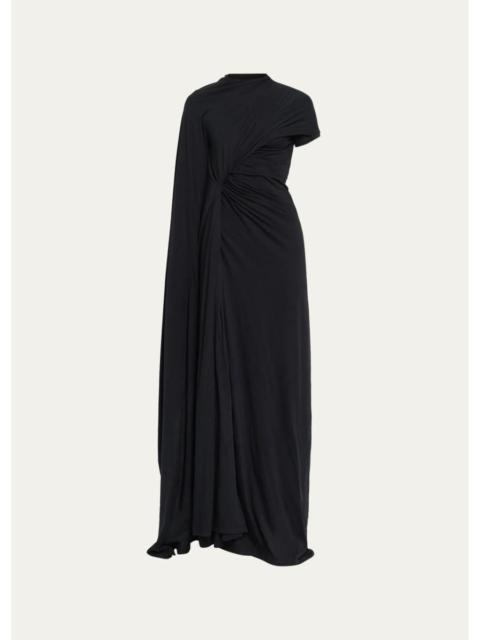 BALENCIAGA Asymmetric Twisted Drape Jersey Maxi Dress