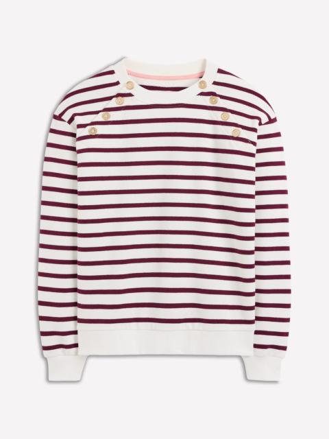 BODEN Button Detail Sweatshirt-Deep Wisteria, Ivory