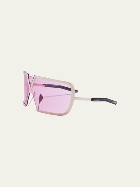 Valentino V Romask Titanium & Acetate Shield Sunglasses