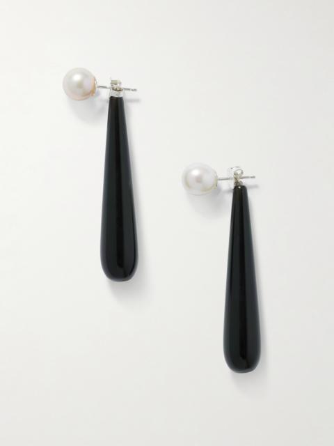 Sophie Buhai Medium Angelyne Onyx And Pearl Earrings