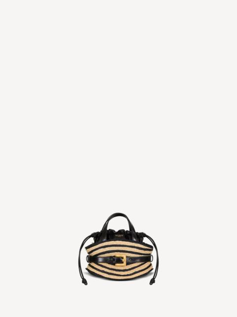 Balmain Mini Shuffle bag in smooth leather and raffia