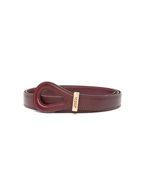 logo-engraved leather belt