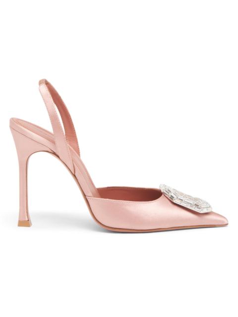 Amina Muaddi Women's Camelia 105MM Silk Satin Slingback Pumps - Satin Powder