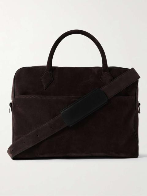 Closer All Day Full-Grain Leather-Trimmed Suede Briefcase