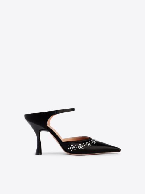 MALONE SOULIERS Cassie 90 Black Satin Mules