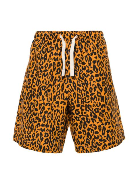 Palm Angels LEOPARD-PRINT POPLIN SHORTS