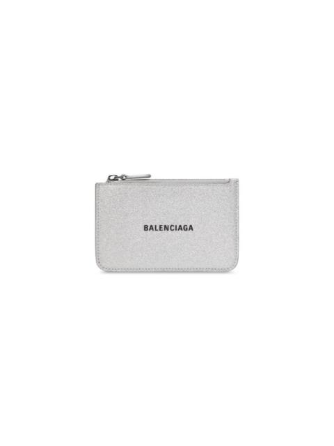 BALENCIAGA Women's Cash Large Long Coin And Card Holder In Sparkling Fabric  in Silver