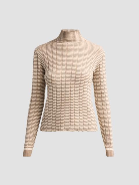 Proenza Schouler Women's Stina Ladder-Striped Merino Wool-Blend Turtleneck Top - Bronze Cream