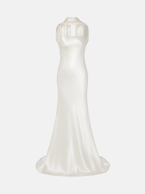 DANIELLE FRANKEL Bridal River silk and wool bustier gown