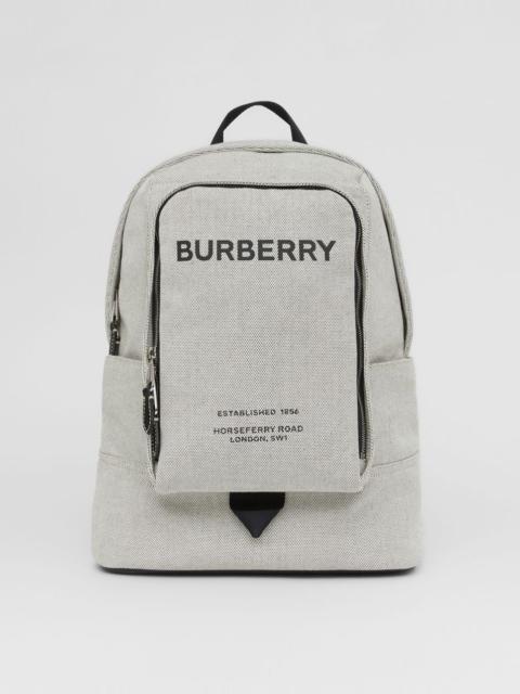 Burberry Large Logo Print Cotton Canvas Backpack