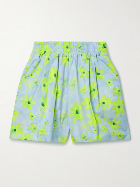 Marni Pleated Floral-print Cotton-poplin Shorts