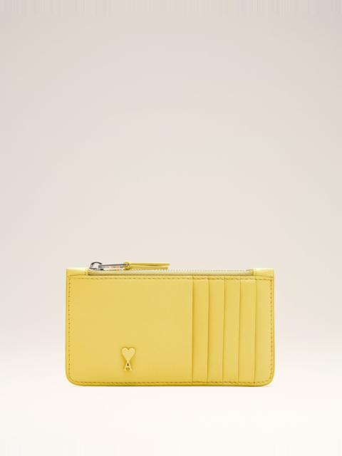 AMI Paris YELLOW COWHIDE LEATHER AMI DE COEUR ZIPPED CARD HOLDER