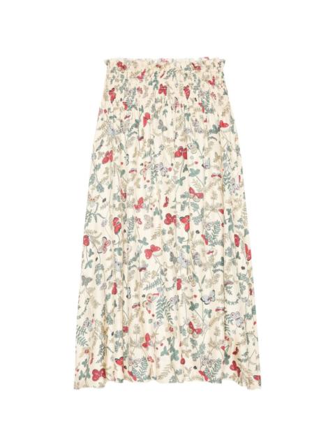 THE GREAT. The Canary floral midi skirt