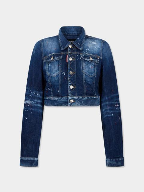 DSQUARED2 MEDIUM RED SPOTS WASH DEAN JEAN JACKET