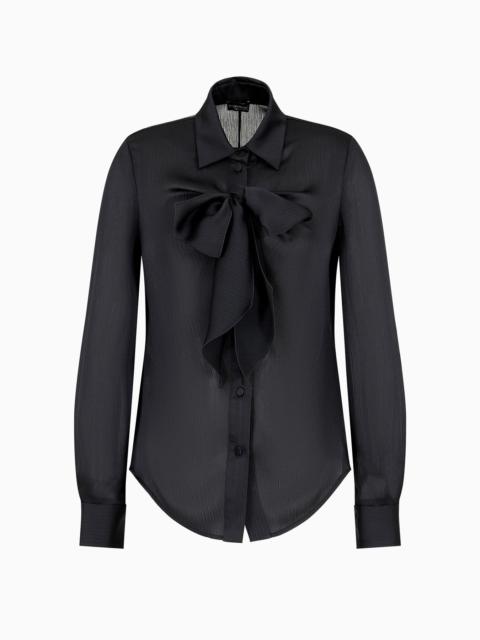 EMPORIO ARMANI ASV recycled crépon shirt with bow