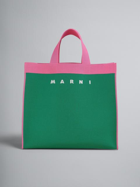 Marni GREEN AND FUCHSIA JACQUARD SHOPPING BAG