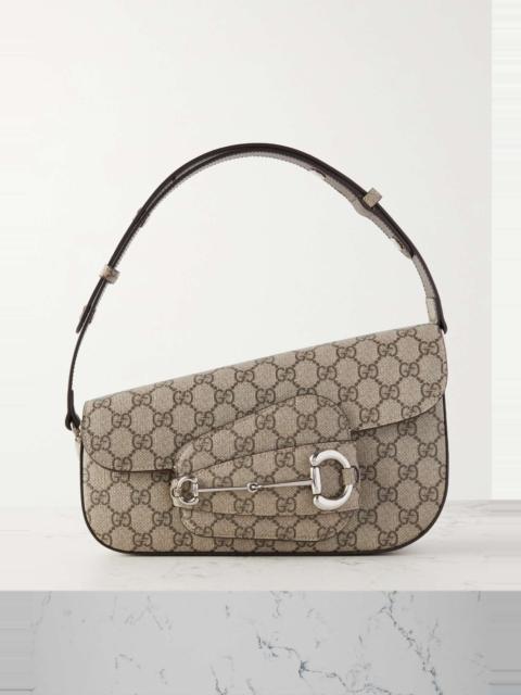 GUCCI Horsebit 1955 leather-trimmed printed coated-canvas shoulder bag