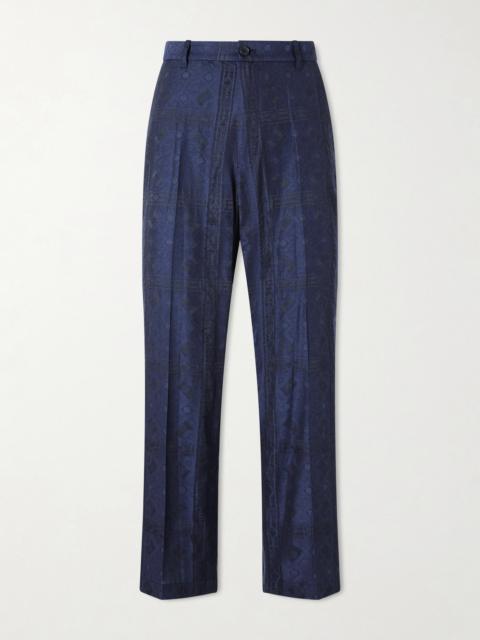 Blue Blue Japan Straight-Leg Cotton-Blend Jacquard Trousers