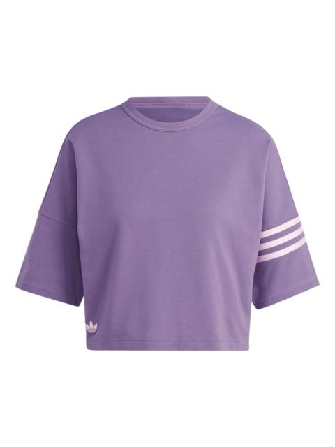 (WMNS) adidas originals Neuclassics 3 stripe T-shirt 'Shadow Violet' IP8973