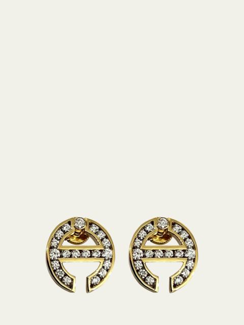 HOORSENBUHS® 18K Yellow Gold MMV Channel Set White Diamond Earrings