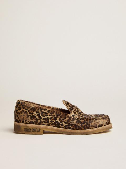 Golden Goose Women's loafers in leopard print pony skin