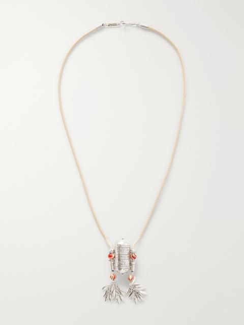 Isabel Marant Janis Silver-tone, Leather And Wood Necklace