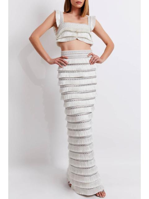 PatBO Metallic Fringe Maxi Skirt