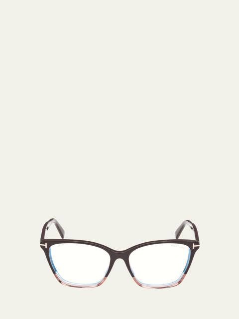 TOM FORD Blue Blocking Two-Tone Acetate Cat-Eye Glasses