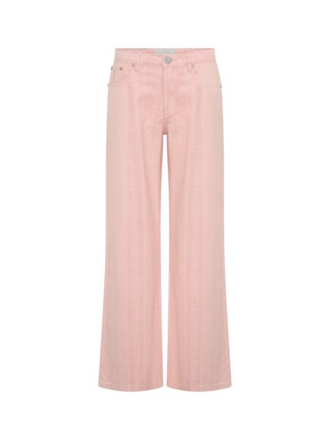 ONE TEASPOON Jackson Mid Waist Wide Leg Denim Jeans - Pink Love