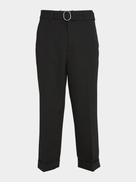 Jil Sander Men's Belted Straight-Leg Cuffed Trousers