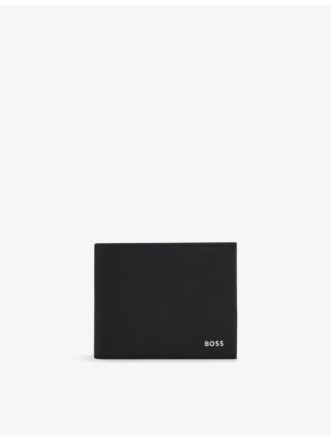 BOSS Logo-Debossed Trifold Leather Wallet