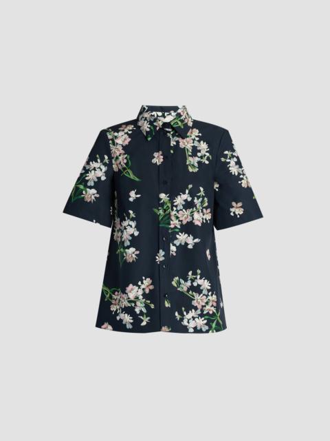 Erdem FLORAL COTTON SHORT SLEEVE SHIRT