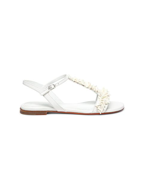 Santoni Women's white leather and corals sandal