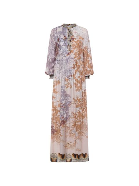Pierre-Louis Mascia Tetris floral-pattern tie-neck kaftan
