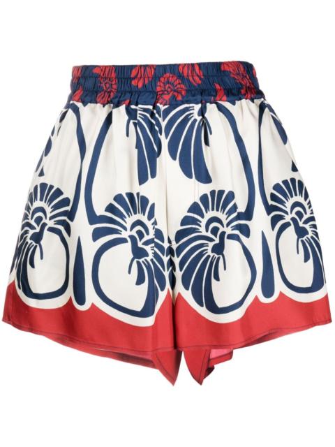 La DoubleJ Palmetto-print silk shorts