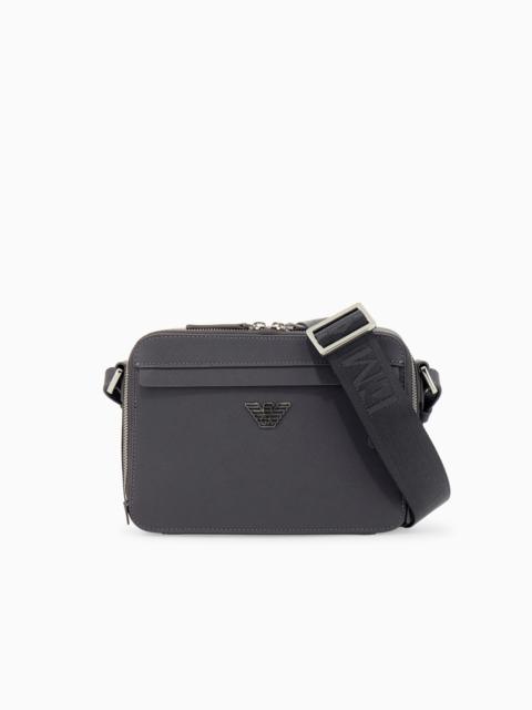 EMPORIO ARMANI TEXTURED CROSSBODY BAG WITH A FRONT POCKET AND A METAL LOGO
