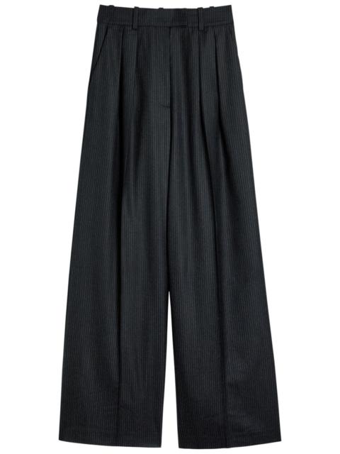 Anine Bing Lou Pinstriped Wide-leg Trousers