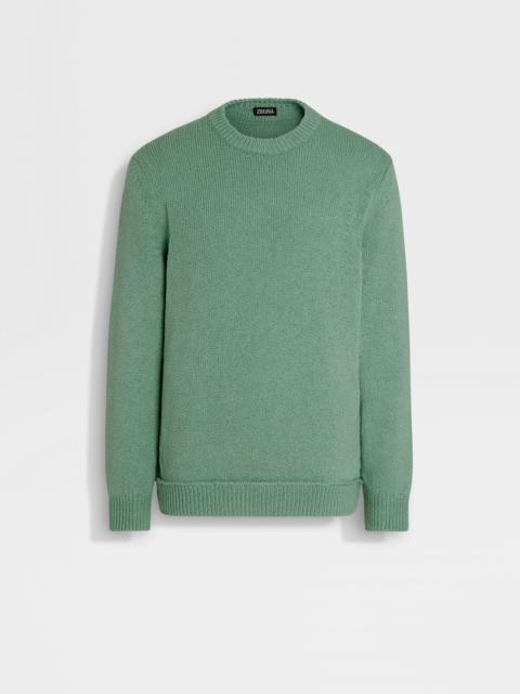 ZEGNA SAGE GREEN COTTON AND SILK CREWNECK